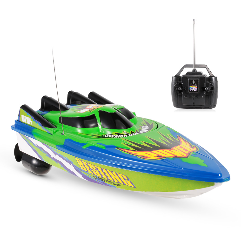 Zhangl Blau 1.47 Mini RC Boot Professionelle 2,4 GHz Remote Control Speedboat Spielzeug 10 km/h High Speed ​​Ruder 4CH nachladbare elektrisches Speedboat Modell for Kinder & Erwachsene