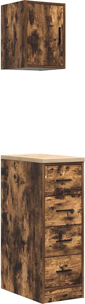 vidaXL Garážové skrine 2 ks Materiál na báze dreva údený dub