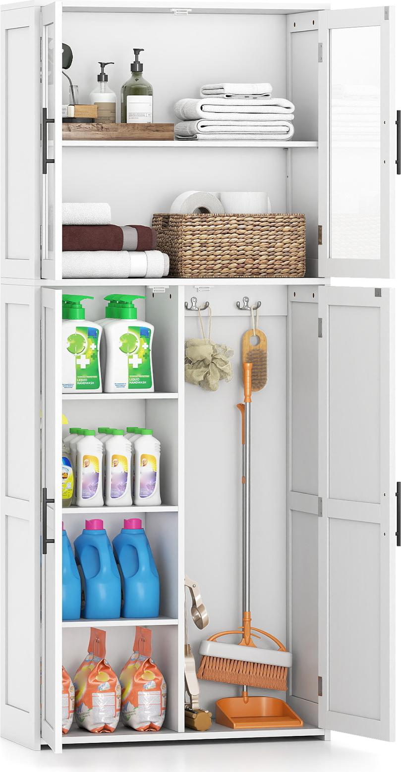 COSTWAY Besenschrank 70cm, Mehrzweckschrank, Hochschrank