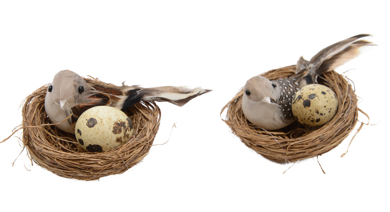 LKJYBG Vogelnest im Landhausstil künstliches Vogelnest 10 cm Requisiten für Zuhause Garten Dekoration Garten Eier für Ostern
