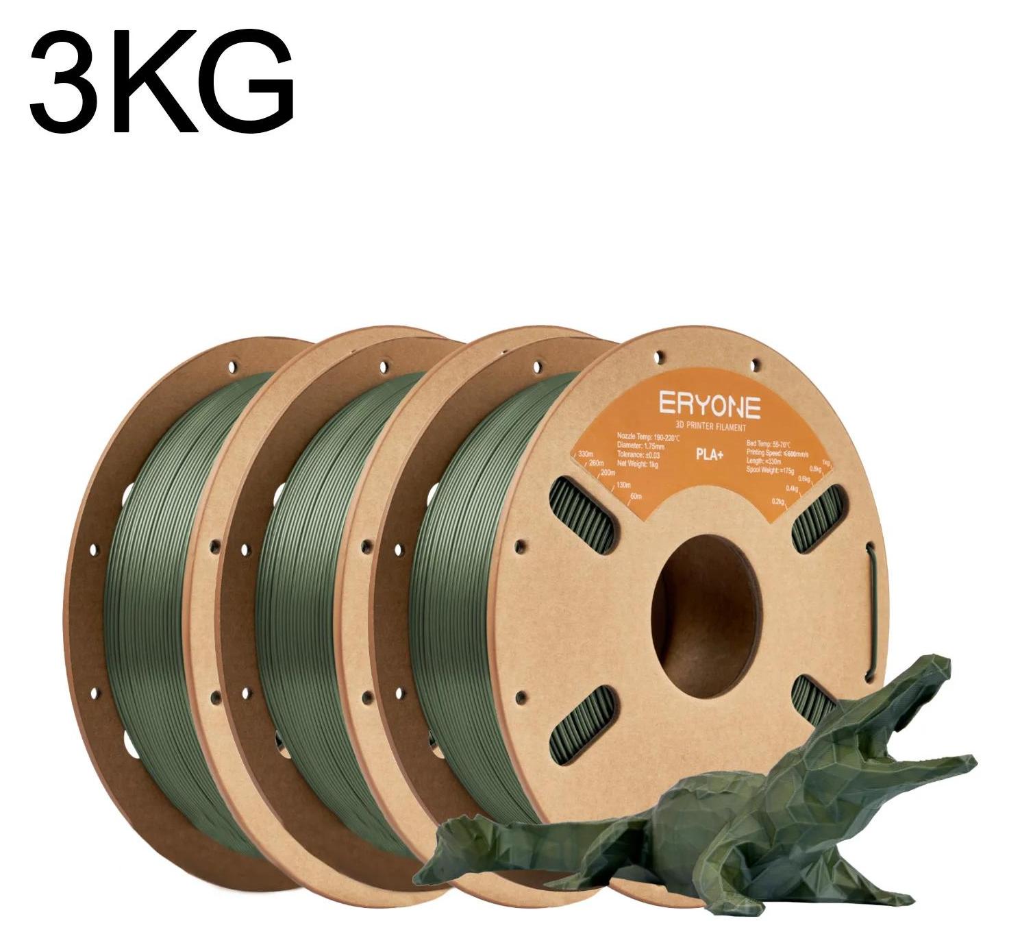 StarTech PLA+ Filament 1,75 mm - 3D Drucker Filament - Hohe Präzision ±0,03 mm - 3 kg Spule - Geringe Verformung - Armeegrün