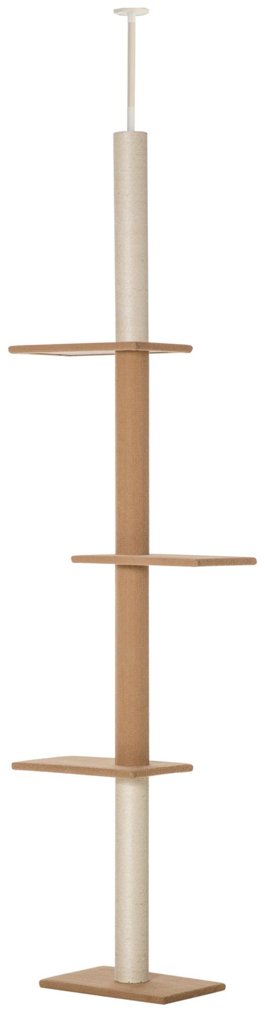 Patootie Fruitie Deckenmontierter Katzenbaum, 228šC260 cm hoch, mit Plattformen, mehrstufiger Katzenbaum, Katzenbaum fš¹r kleine und gro?e Katzen, khaki