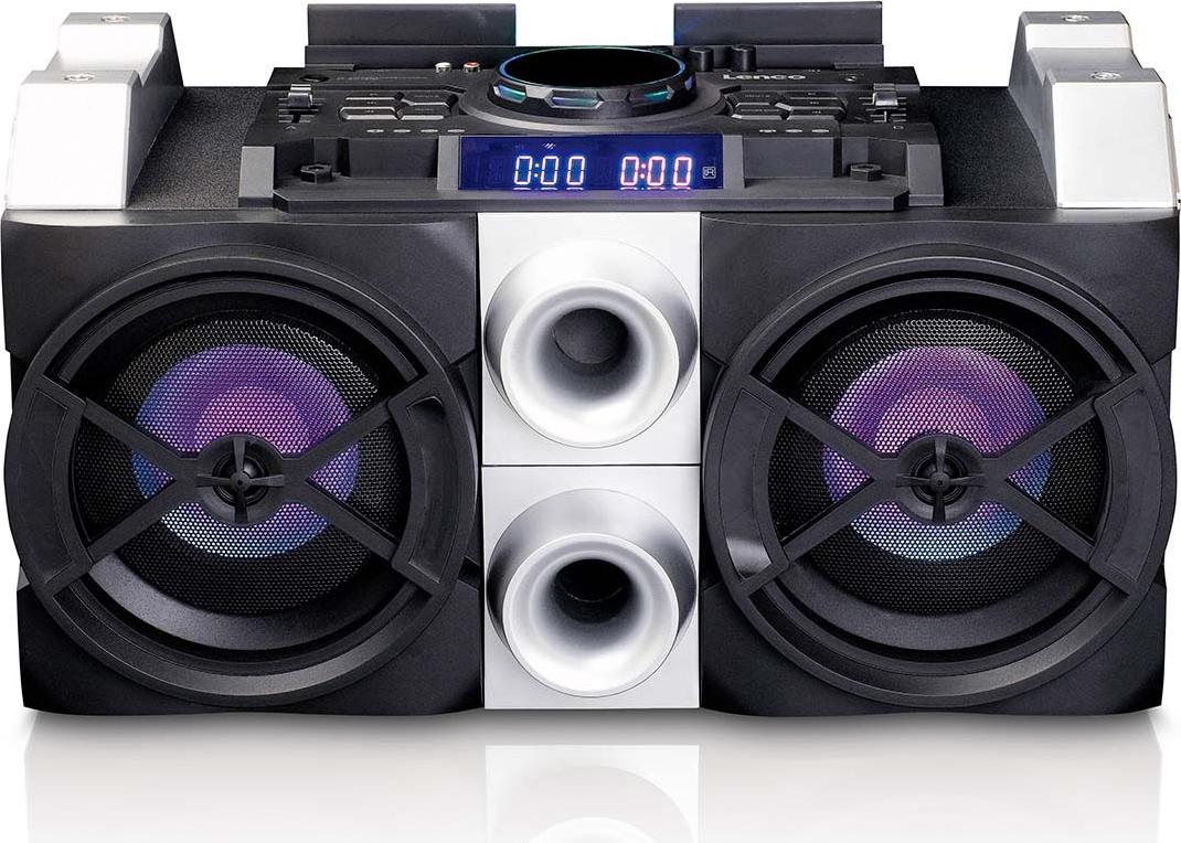 Lenco PMX-150 - Leistungsstarker Party-Lautsprecher mit DJ- und Mixfunktion - 150 Watt RMS - Bluetooth® - Integrierter Akku - Tischfunktion - Schwarz A002595
