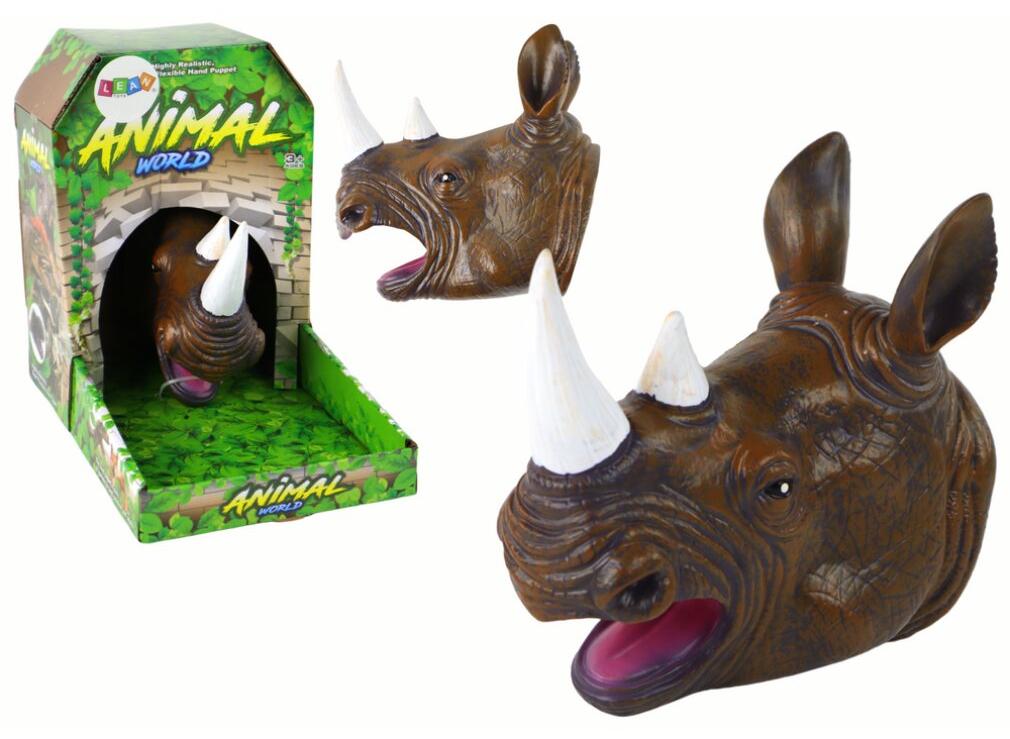 Lean Toys Handpuppe Nashorn Tier Spielzeug Hörner Puppe Gummi Nashorn-Handpuppe, Größe:UNIVERSAL LTY-15295-uniw