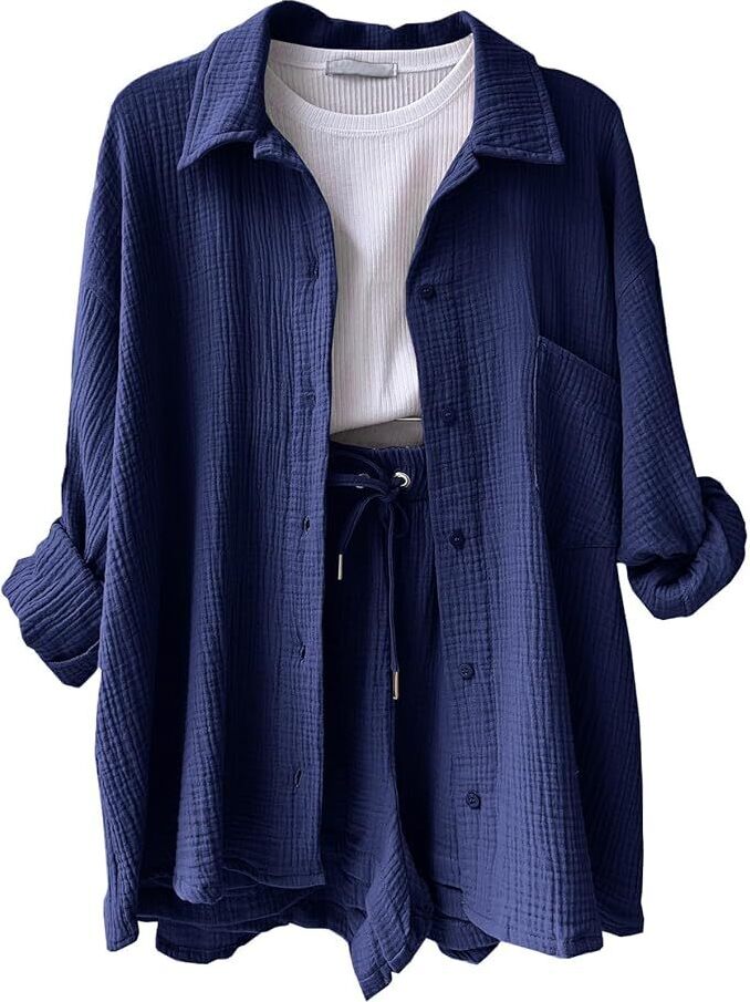 Damen Zweiteiler Aus Musselin - Leichter Hosenanzug Für Sommer