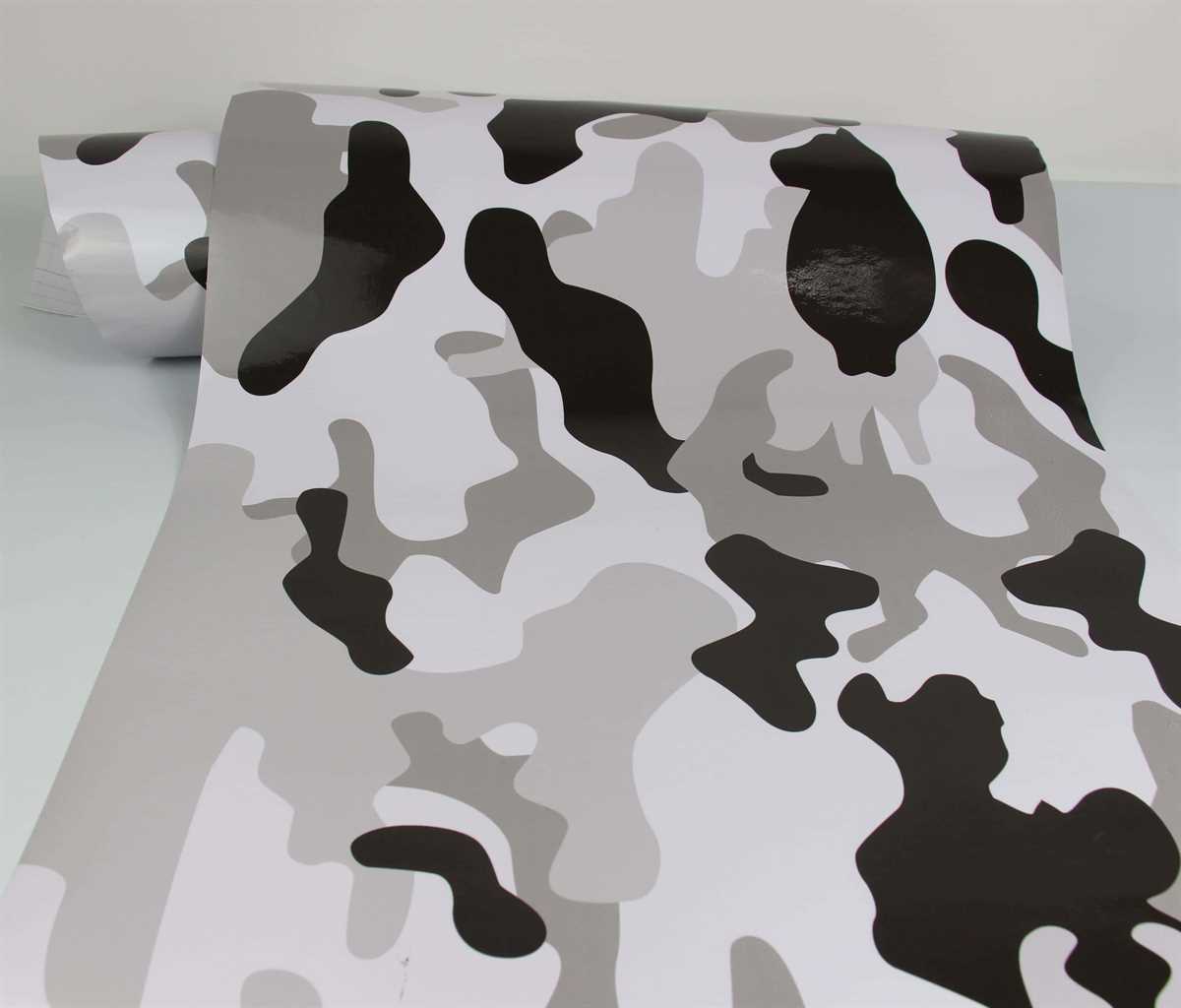 Camouflage Folie 12 x 1.52 meter Luftkanäle Schwarz Weiß Grau Folie #6