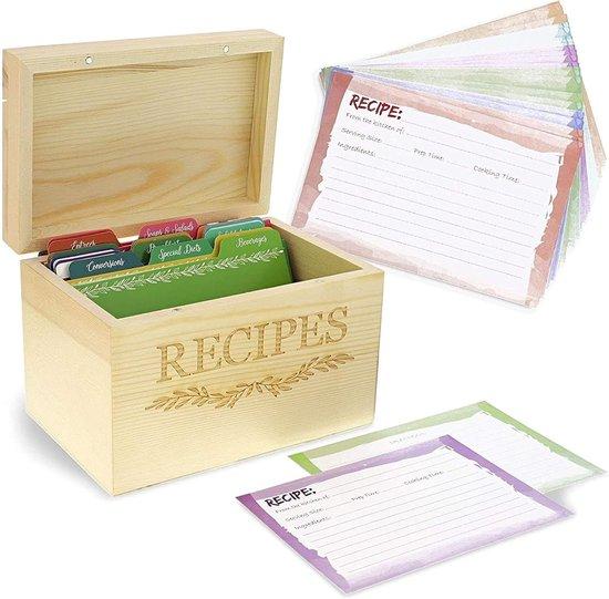Famanu Rezeptorganisation Box - Praktisch und Stilvoll - 1 Stück - Naturholz SHSHOP