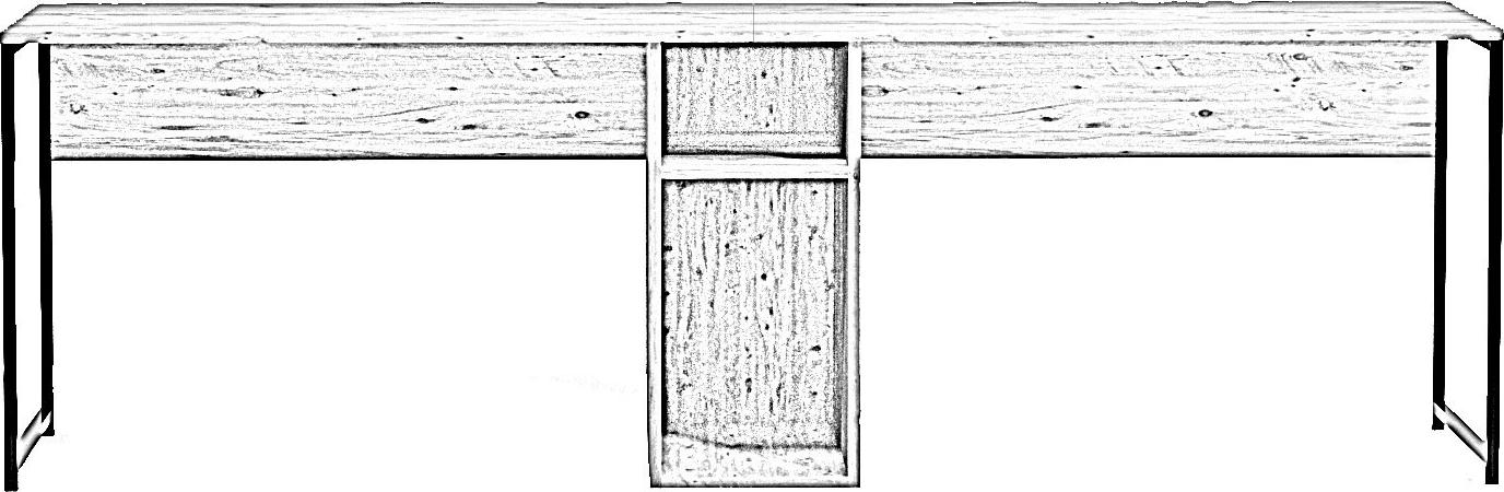 HANAH Home Schreibtisch aus Holz "Ikili Calisma" – 240 x 60 x 74 cm – Schwarze Atlantische Kiefer