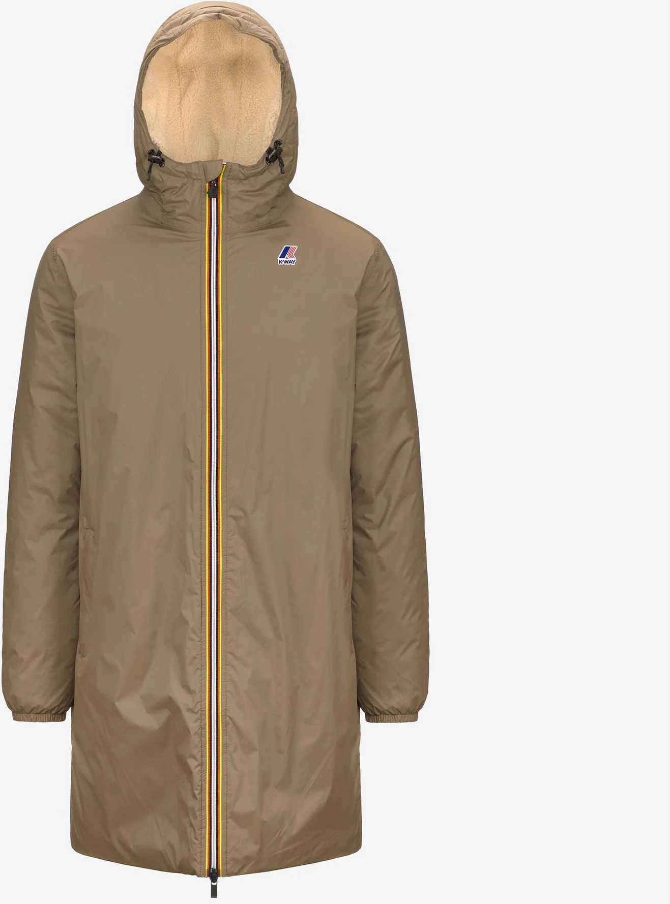 Beige lange Jacke K-Way Le Vrai 3.0 Eiffel Orsetto-M