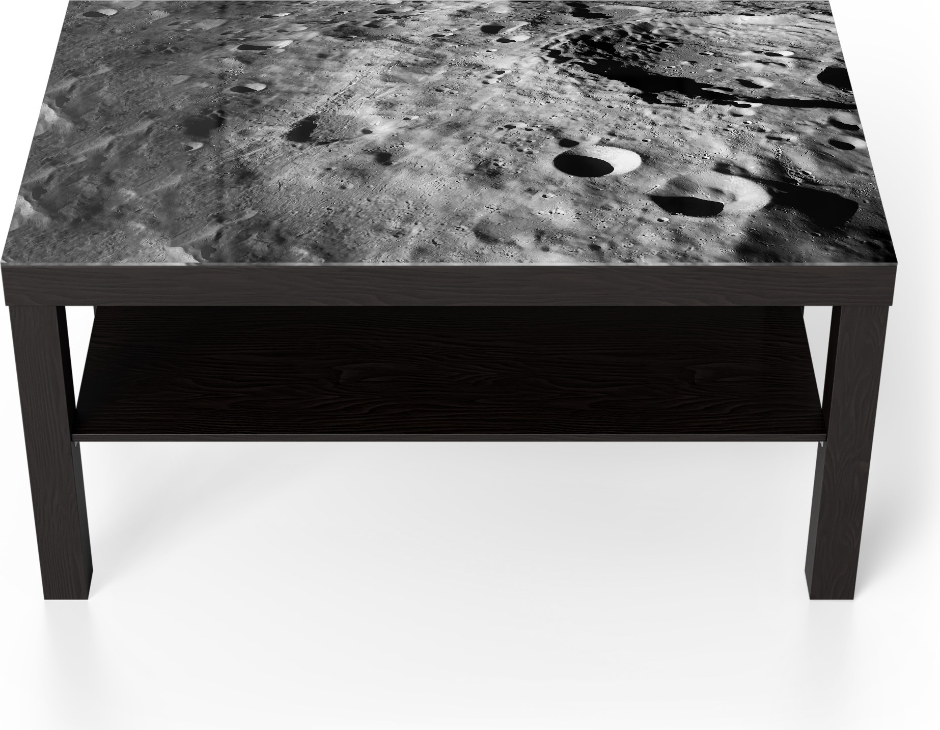 DEQORI Couchtisch 90x55 cm Schwarz 'Ewige Mondlandschaft' Glas Beistelltisch Glastisch modern TL-90-55-B-2873