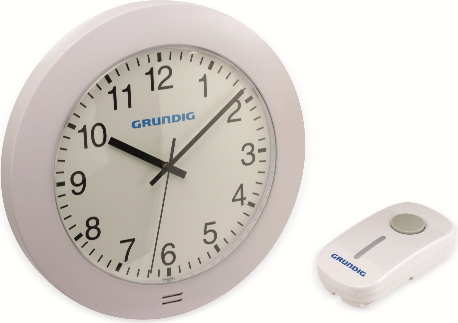 Wanduhr Uhr mit Türklingel, Analoge Zeitanzeige, 45 Klänge - 36 Melodien und 9 Alarmtöne - Grundig