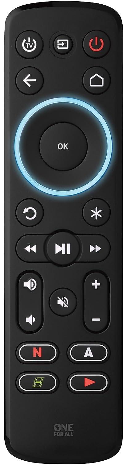 One For All Streaming Universalfernbedienung, für TV und Streaming-Boxen, Schwarz URC 7935