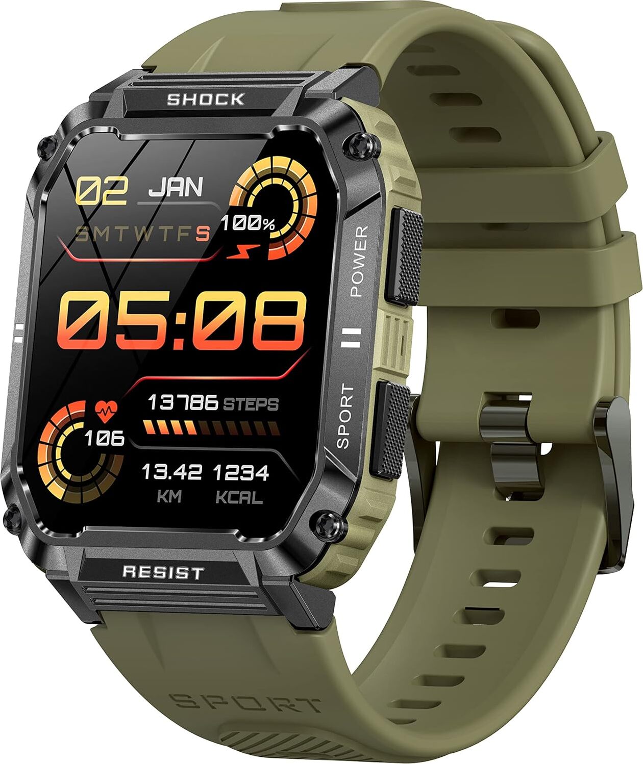 findtime Smartwatch Militär Fitness Herren Sportuhren Outdoor 1,95 Zoll Touchscreen 100+ Sportmodi Fitnessmit Telefonfunktion Schrittuhr zähler wasserdicht
