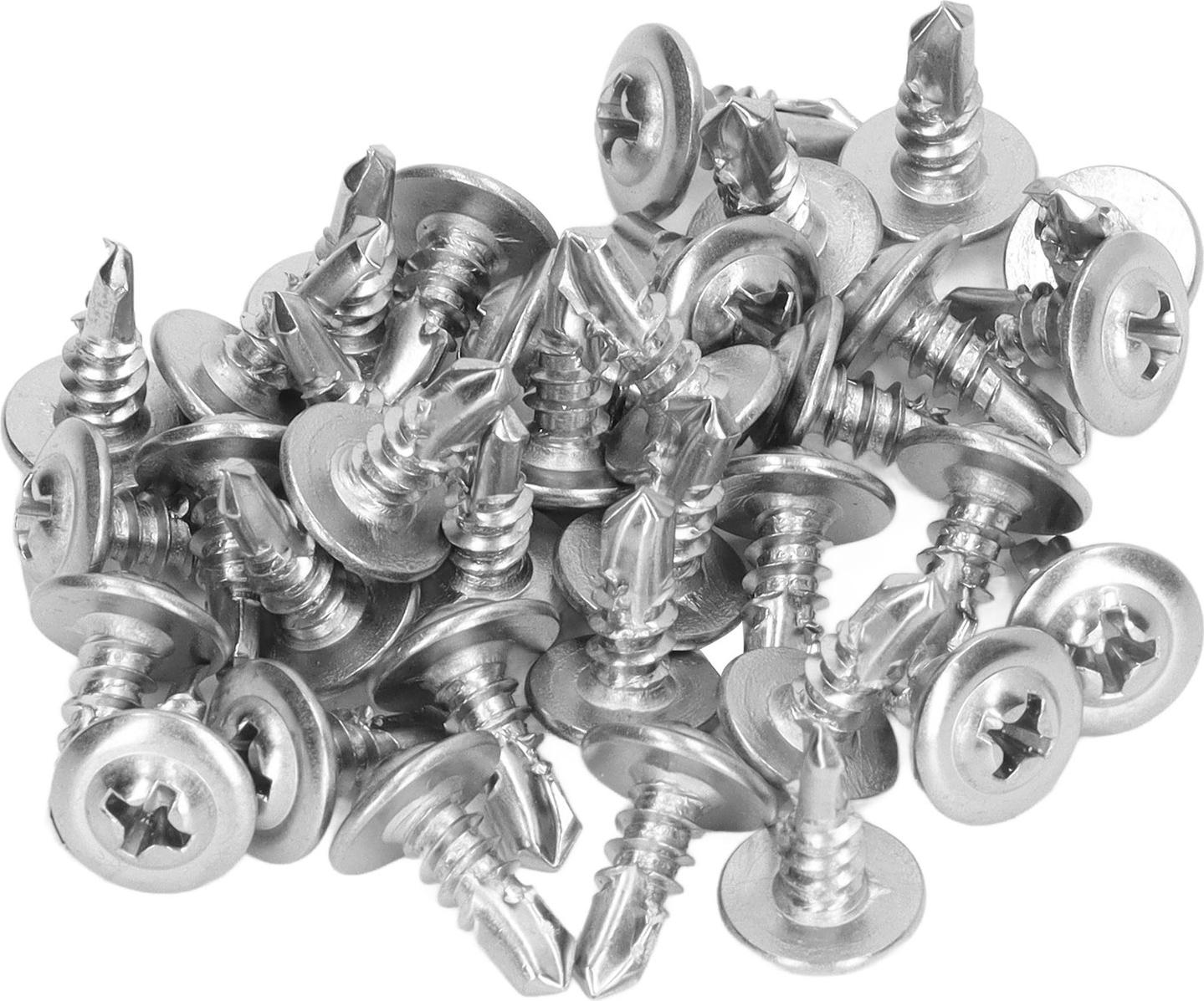 TWO TREES Selbstschneidende Schrauben aus Edelstahl 410 mit Schnellverschluss, runden Unterlegscheibenkopf, 4,8 x 13 mm, 100 Stück, für die Maschinenbauindustrie