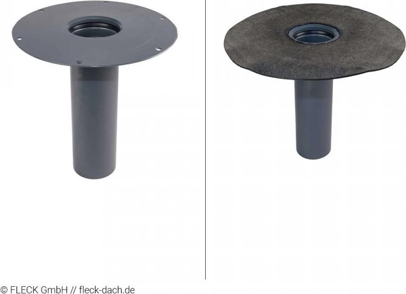 FLECK Flachdach-Unterteil aus Hart PVC mit Rückstaudichtung DN 70