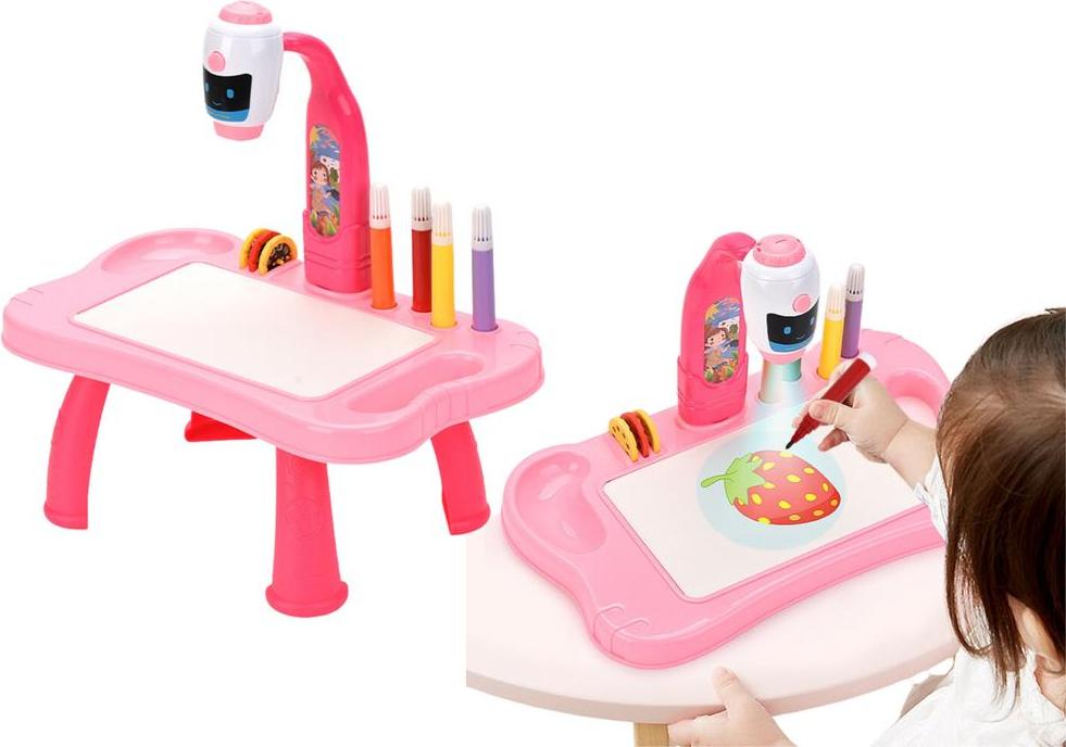 Lean Toys Mini Projektor Roboter Tisch 2In1 Zubehör Rosa