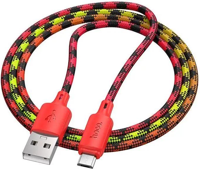 Kabel USB A auf Micro USB Hoco 2,4A 1 m Farbverlauf rot