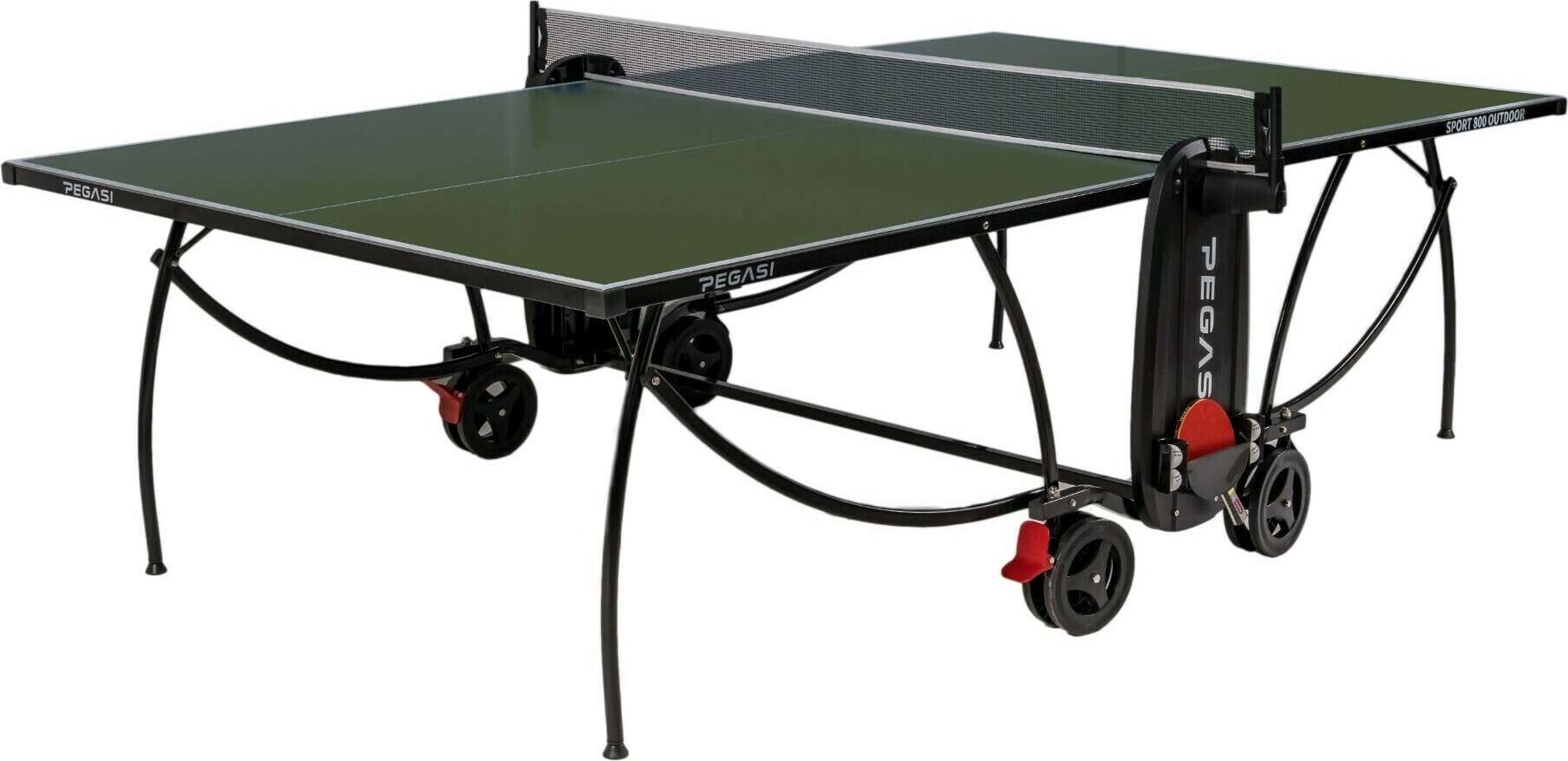 Pegasi Tischtennisplatte 800 - Outdoor Spiele - Wetterfest - Tischtennisplatte Outdoor Klappbar - Original Tischtennistisch - Faltbare Tischtennisplatte - Tischtennis - Grün PEG-T800OUT-GREEN