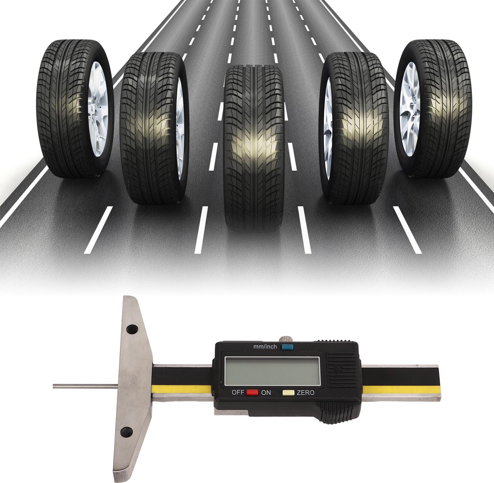 Gistuch Digitales LCD-Reifenprofiltiefenmessgerät mit Zoll-MM-Umrechnung, tragbar für PKW, LKW, SUV, Motorrad, Bus, 0–50 mm/0–1,97 Zoll