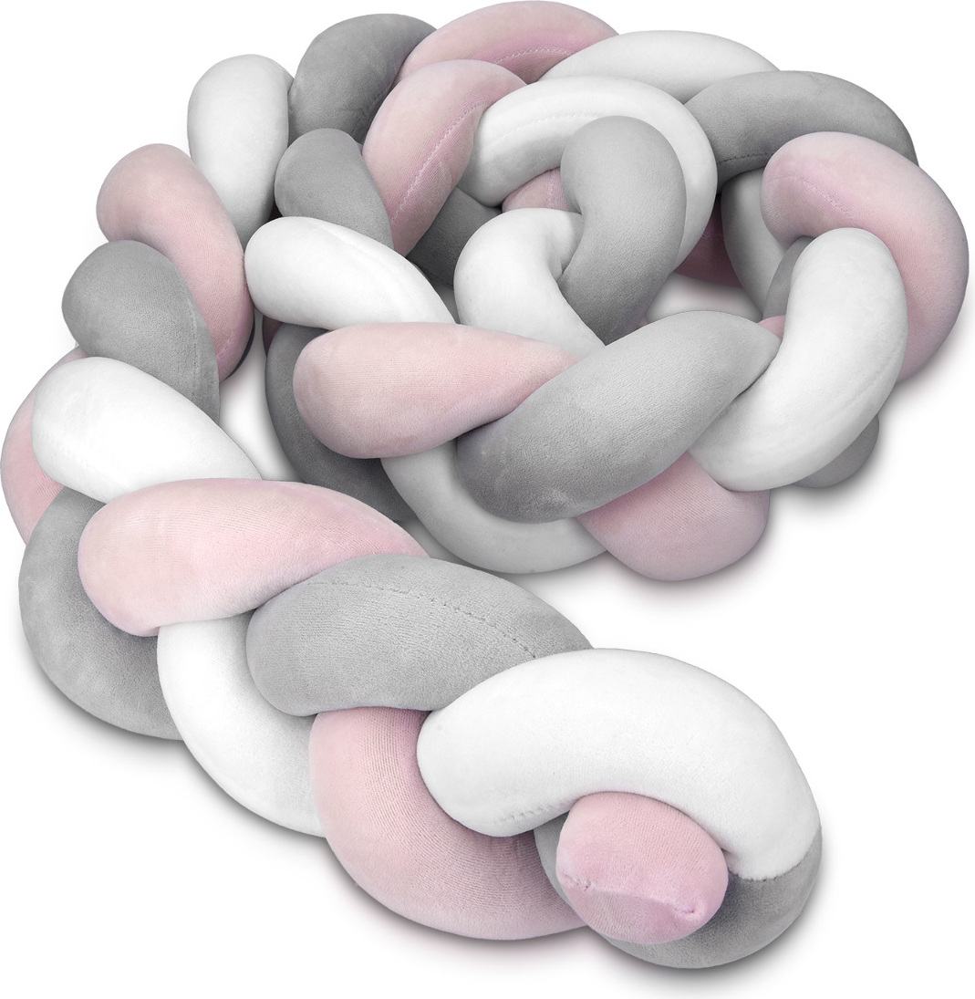 Navaris Bettschlange geflochten 200cm Nestchen Zopf - Babybett Stoßfänger Bettumrandung lang - Kopfschutz Zugluftstopper 46327.22.33