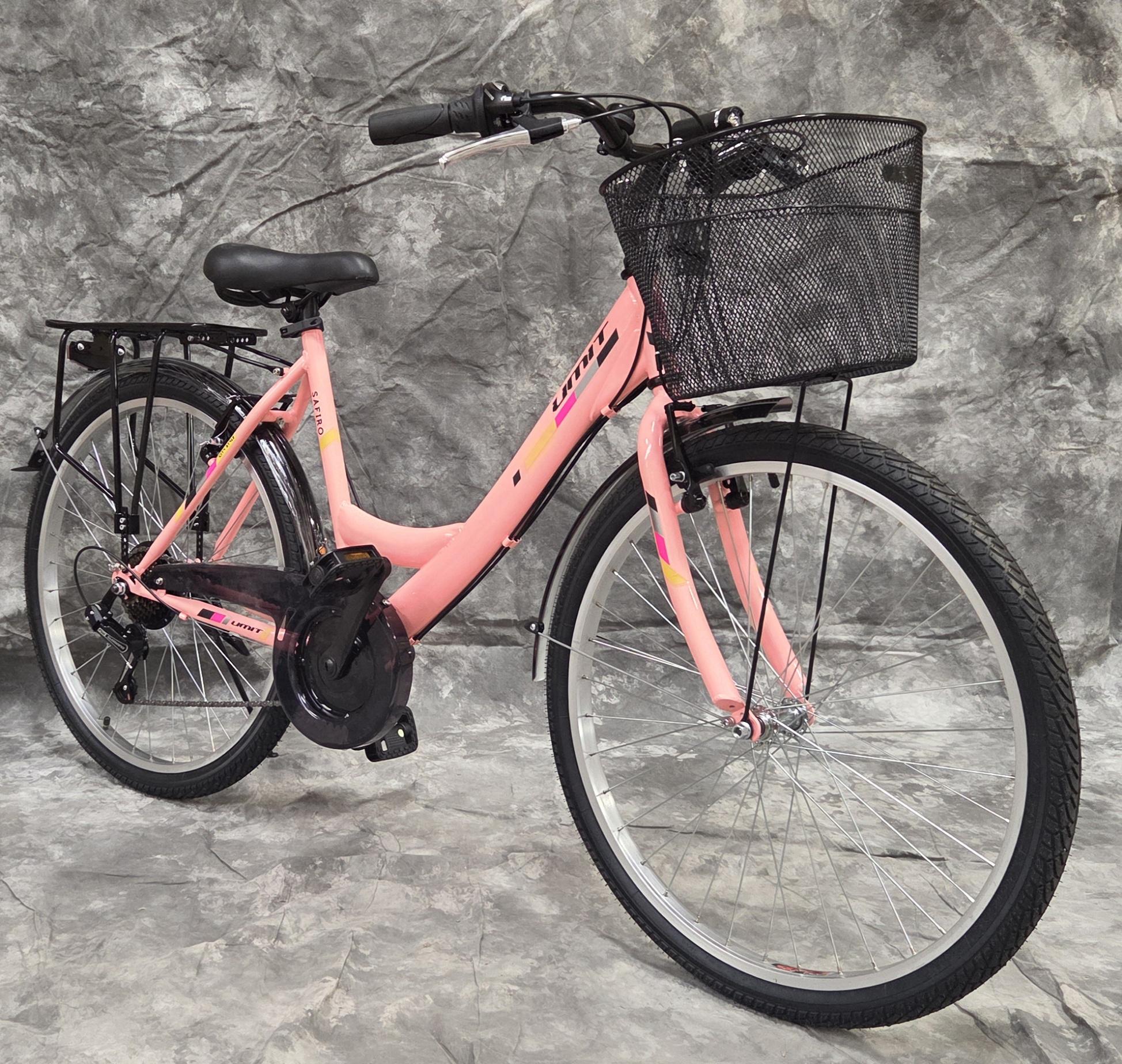 Umit 26 Zoll Damencityrad 21-Gang Shimano Kettenschaltung, Gepäckträger und Korb NEU 2608 ROSA AB 155 CM KÖRPERGRÖSSE