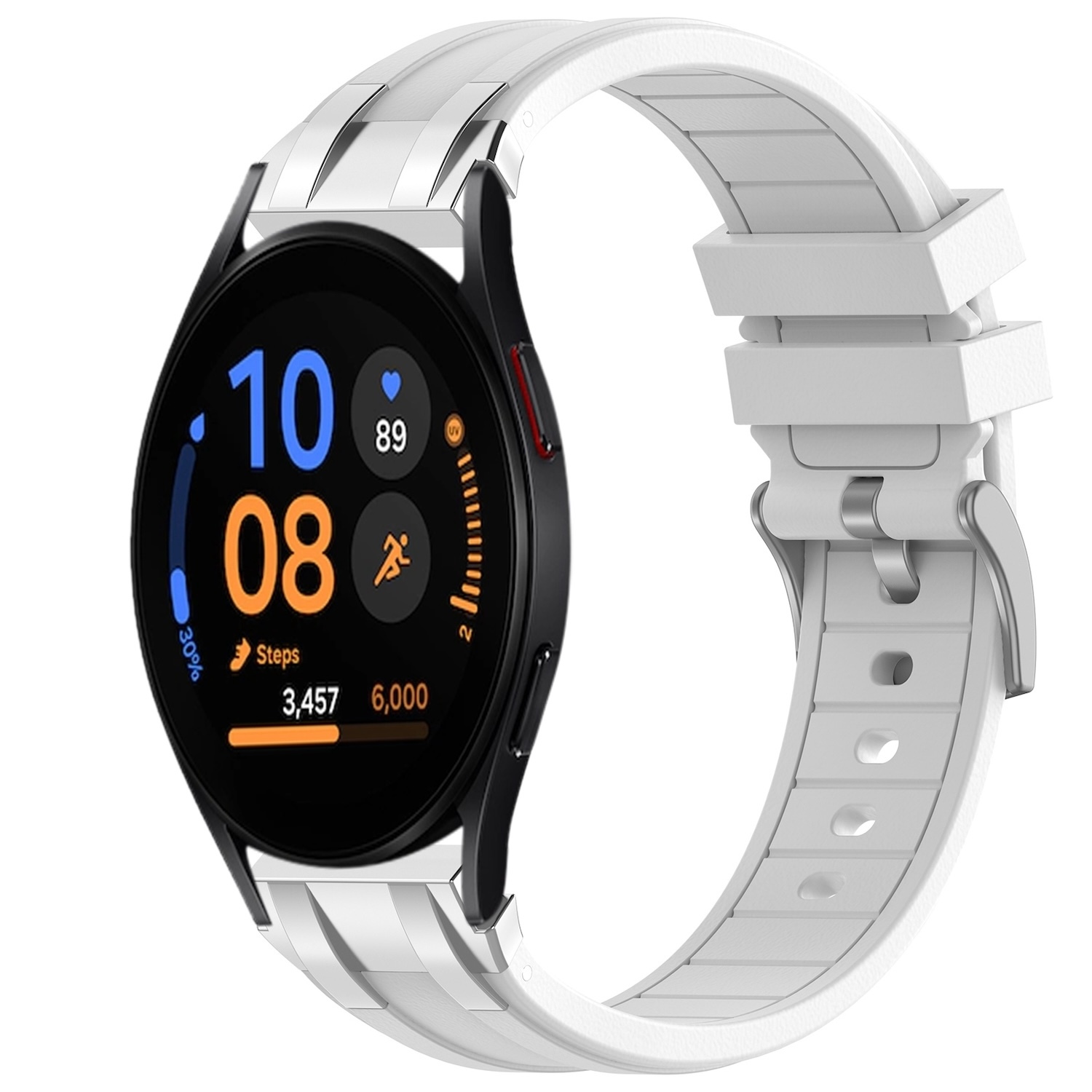 Pre Samsung Galaxy Watch FE 40 mm Silikónová rýchloupínacia strieborná pracka Náhradný pás na ruku White