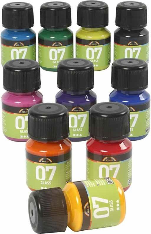 Creativ Company Glasfarbe Set - 10 Farben - 30ml - Malen 31396