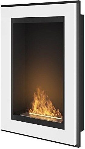 Rám 550 SimpleFire vstavaný krb na bioetanol v bielej farbe so sklom