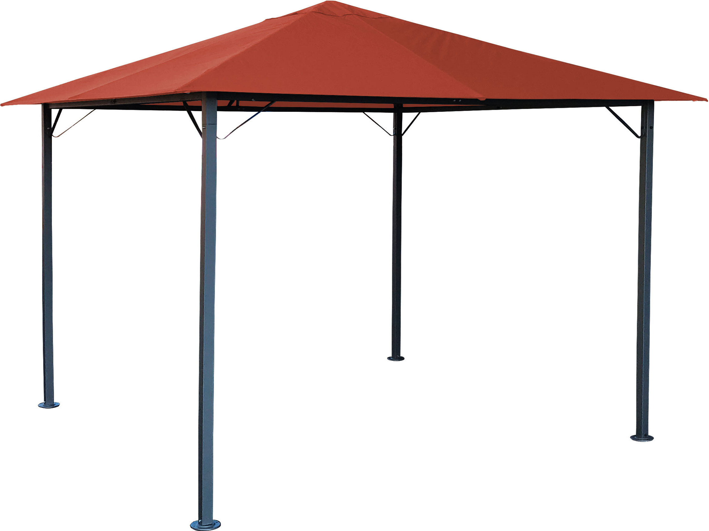 Metall Garten Pavillon Nizza 3x3m Antik Partyzelt Terra / Rotorange RAL 2001