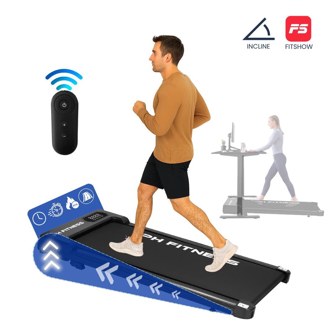 PH Fitness B1S skladací bežecký pás - WalkingPad pre domácnosť a kanceláriu - 1,3 hp motor, 1-8 km/h, 100 kg - diaľkové ovládanie, manuálny sklon, Bluetooth, LCD