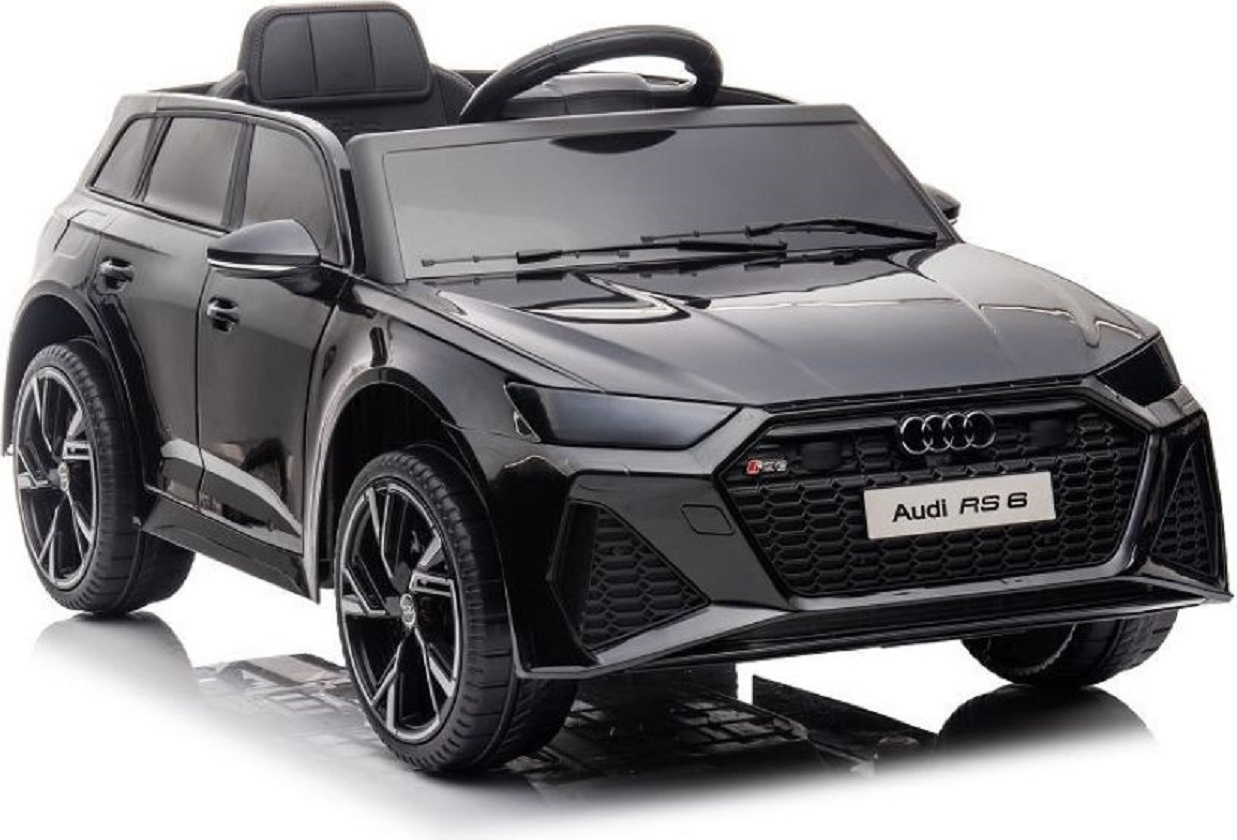 ES-Toys Kinder Elektrofahrzeug Audi RS6 lizenziert Kunstledersitz EVA-Reifen MP3 schwarz ET5722-schwarz