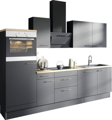 Optifit Küchenzeile ohne Geräte Ingvar420 270 cm anthrazit matt zerlegt Variante reversibel KCIN 2768OE-8+