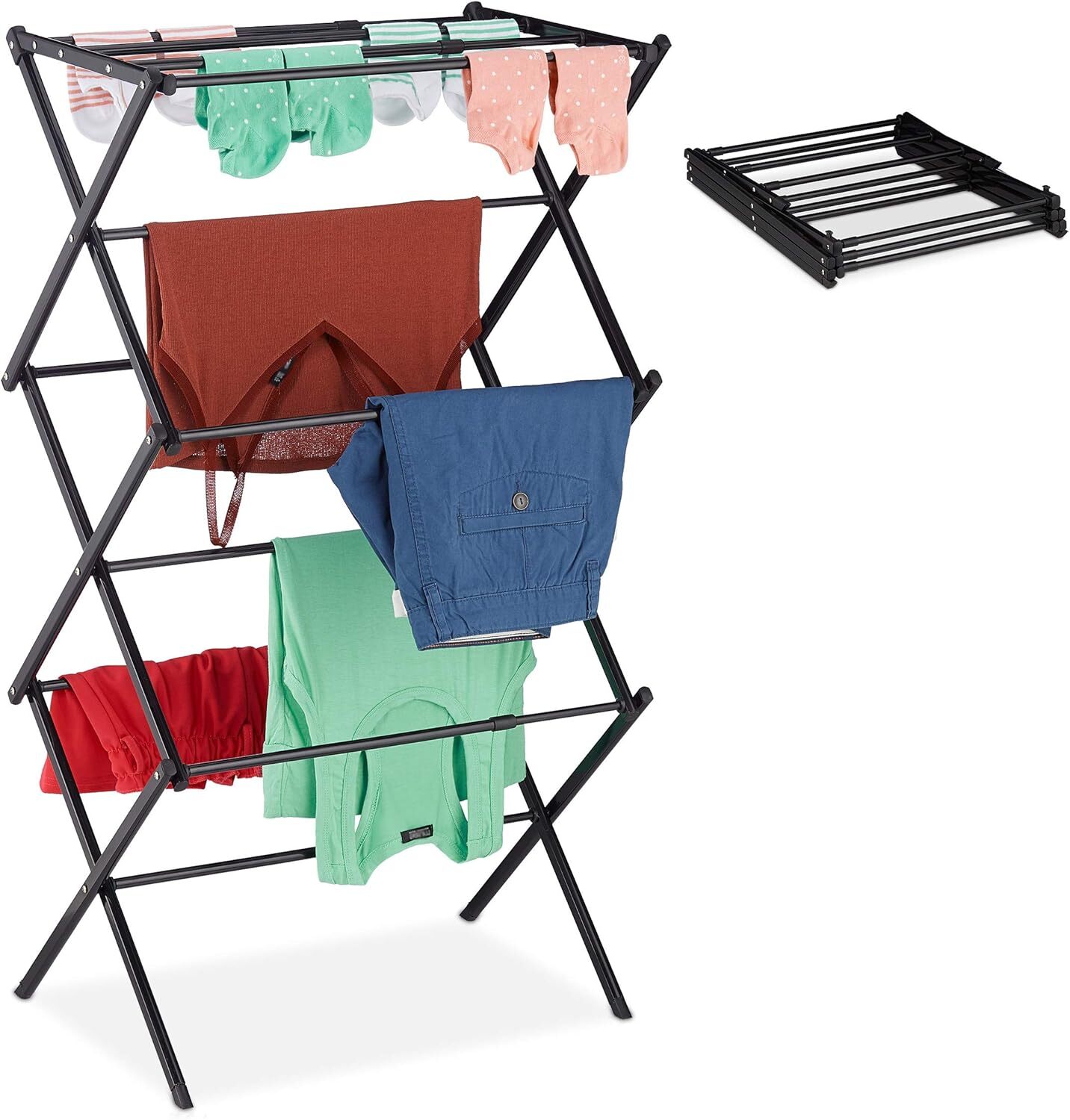 AKKEE Wäscheständer, Cloth Drying Stand, Standtrockner, Ergonomischer Wäscheständer Platzsparend, Turmwäscheständer, 11 Stangen, 6 Ebenen