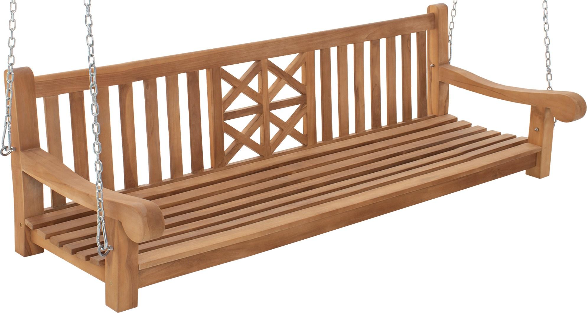 Schaukelbank TABEL - Holz Teak 200x70x61 cm | Hängebank Gartenschaukel Zum Aufhängen Veranda-Schaukel