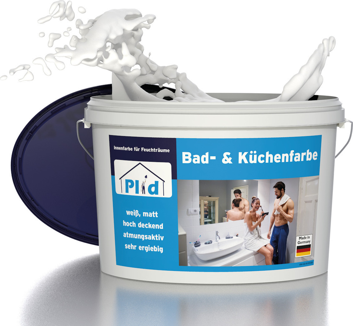 Plid Bad & Küchenfarbe 5l für ca. 30m²/ Badfarbe, Küchenfarbe, Feuchtraumfarbe, Wandfarbe - Innen
