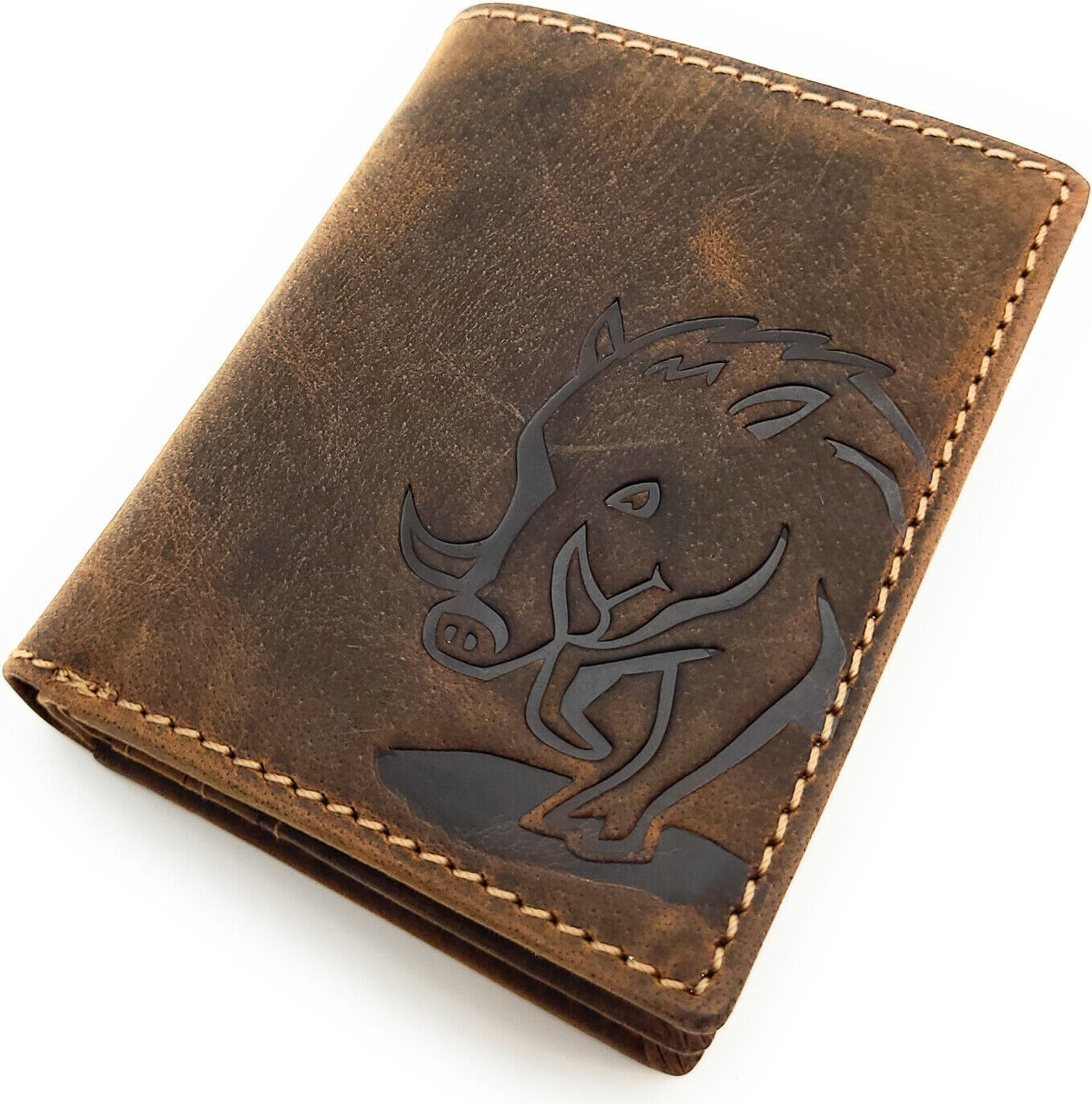 Jockey Club kleines echt Leder Portemonnaie Geldbörse Wildsau Wildschwein Eber