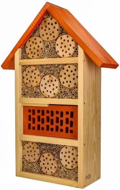 Ziegel-Insektenhotel Mauerbiene MKW Mittel - Insektenhaus aus massivem Laub- und Nadelholz - Wetterfest - für Wildbienen & Marienkäfer - Schutz für vi mkw-100