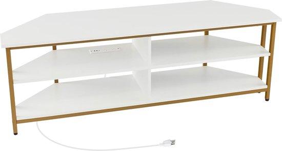 Famanu TV-Möbel mit Lademöglichkeit - Weiß + Gold SHSHOP