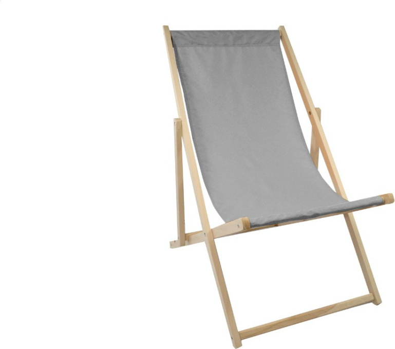 DIP-MAR - Plážové kreslo - sivé | ležadlo drevené do 120 kg | 120x60 cm | plážové kreslo skladacie bukové | plážové kreslo drevené, lehátko