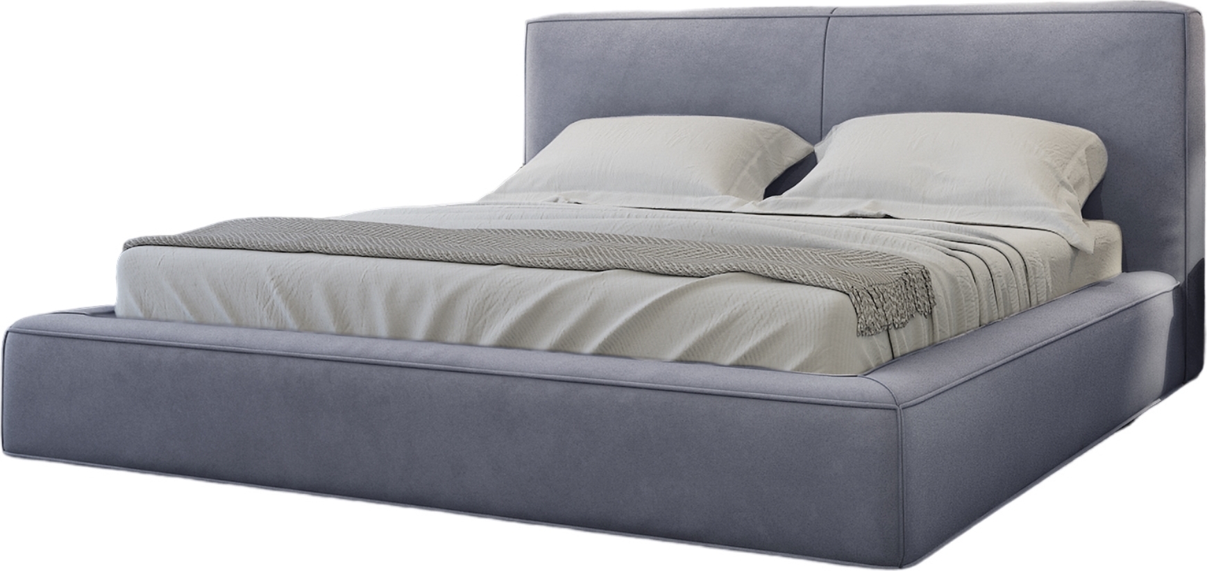FURMEB24 - KALI 180 x 200 cm - Posteľ Boxspring s matracom a dvoma zásuvkami - Čalúnená posteľ s dreveným rámom - Manželská posteľ s vysokým čelom - Jasmín - Svetlomodrá