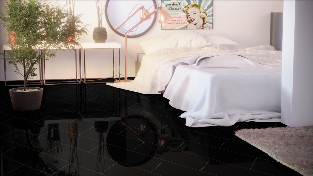 Glanzlaminat Falquon Stone 2.0 HG U190 Schwarz - 1 Packung: 8 Paneele - 2,592m², Klick-Laminat 0190-0202
