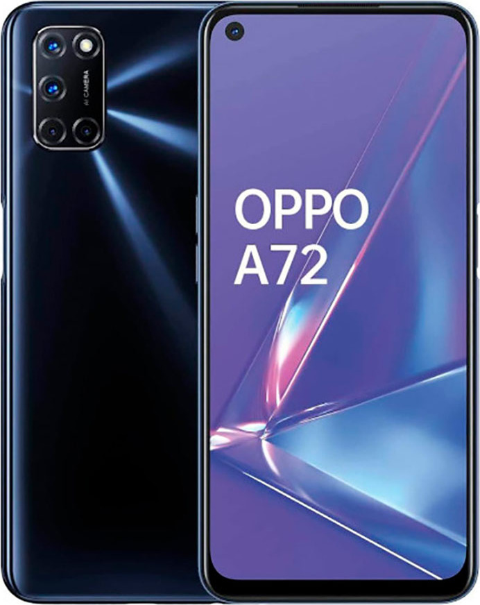 OPPO A72 , 16,5 cm (6.5"), 4 GB, 128 GB, 48 MP, Android 10, Čierna