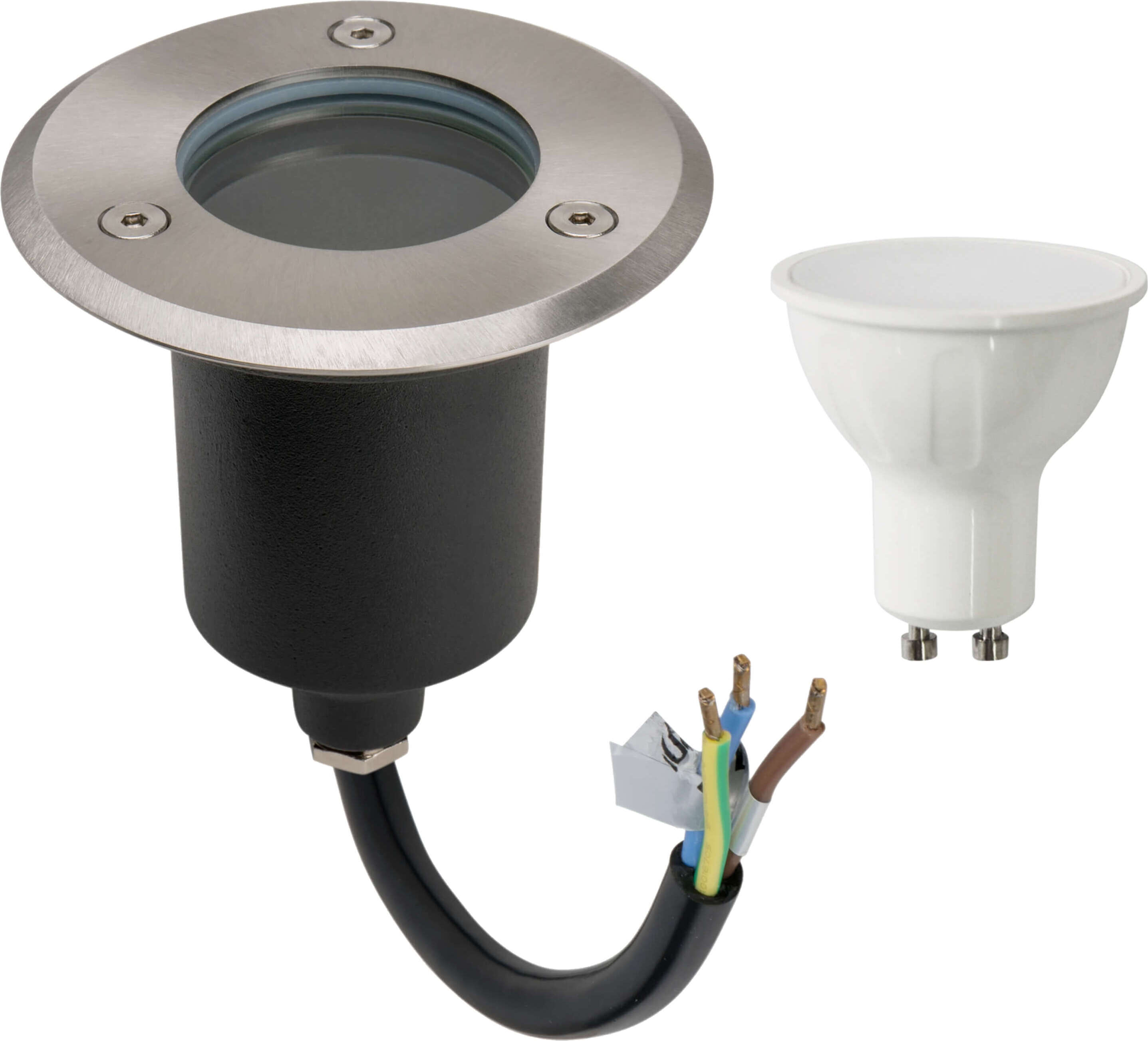 GTV LED Einbau Bodenleuchte Bodenspot Bodenstrahler Rund mit 5W LED Warmweiß
