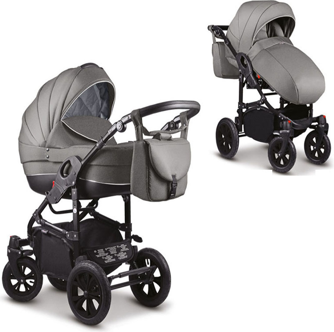 Kinderwagen-Set Craft 2 in 1 in Dunkelgrau-Schwarz - 13 Teile - in 18 Farben erhältlich