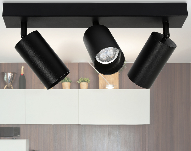 Clanmacy LED Spotleuchte schwenkbar Wandleuchte Deckenleuchte für Wohnzimmer, Küche, Esszimmer Einzelkopfstrahler 3x GU10 Fassung RL-HG7376-1-GDb