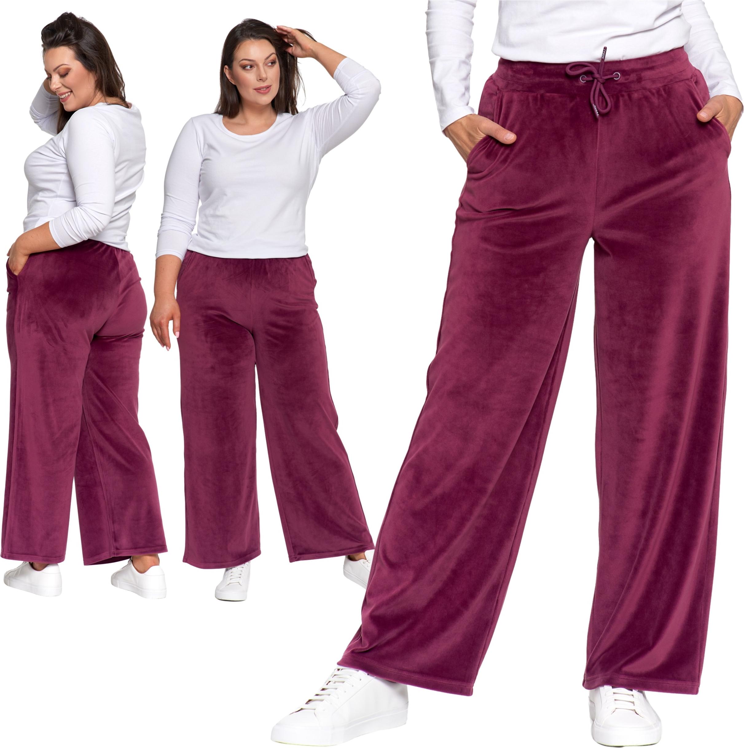 Damen-Velours-Hose Mit Weitem Bein Und Hoher Leibhöhe, Bequemes Moraj S