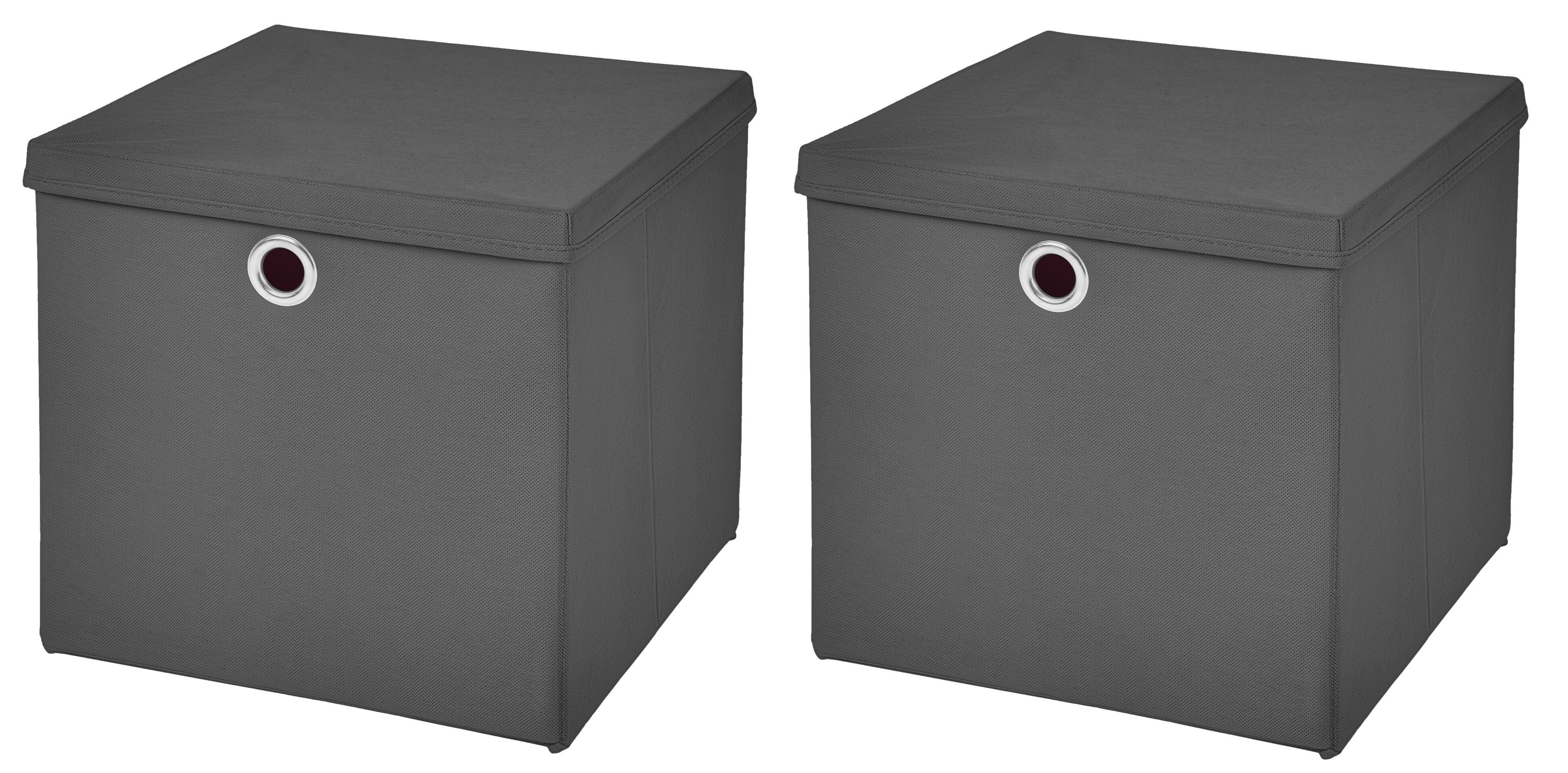 StickandShine 2er Set Schwarz Faltbox 28 x 28 x 28 cm Aufbewahrungsbox faltbar mit Deckel