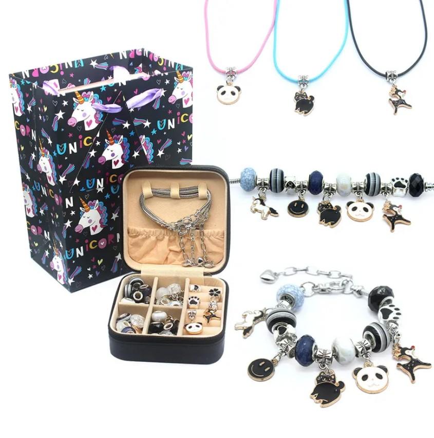 Flor de Cristal Schmuckbastelsets 69 Stück 3 Armbänder 3 Halsketten Geschenke Schmuckherstellungsset Nacht