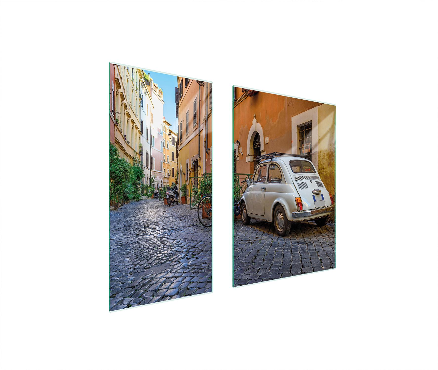 TMK ArtDeko Herdabdeckplatten 2 teilig 75x52 Ceranfeld Abdeckung Glas Schneidebrett Auto Gasse