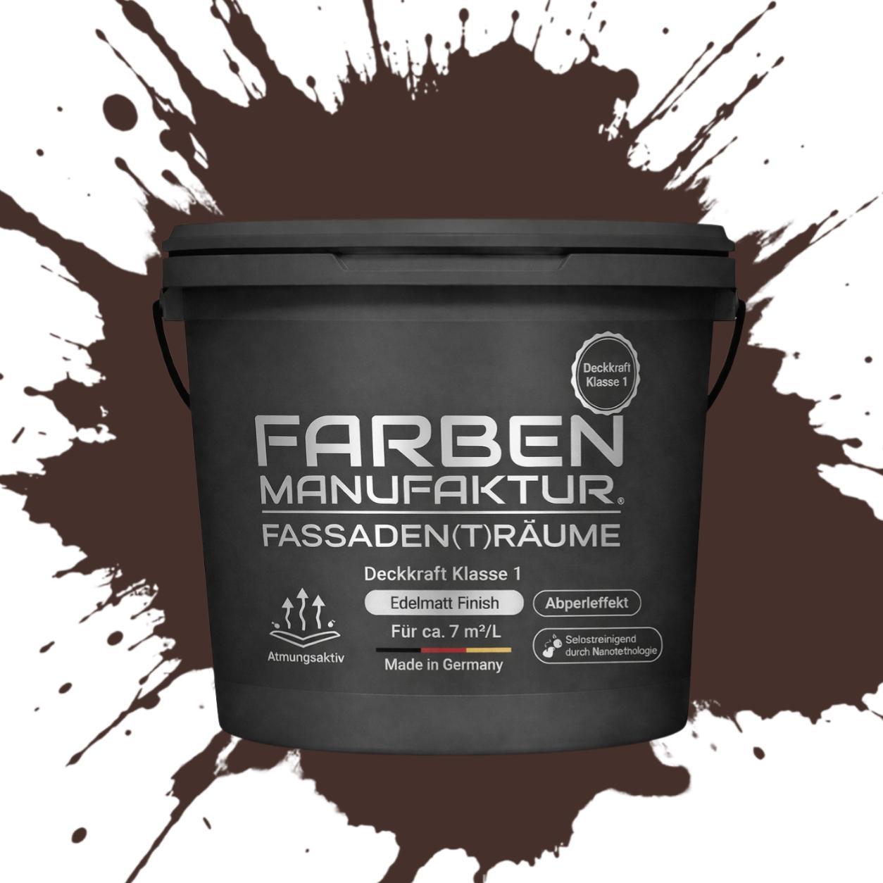 MH Farbenmanufaktur Farben Manufaktur Silikonharz-Fassadenfarbe 5L/10L Profi Lotus-Effekt RAL - 8017 Schokoladenbraun